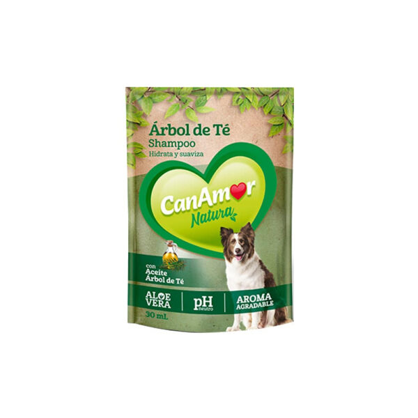 sobre shampoo canamor arbol de te