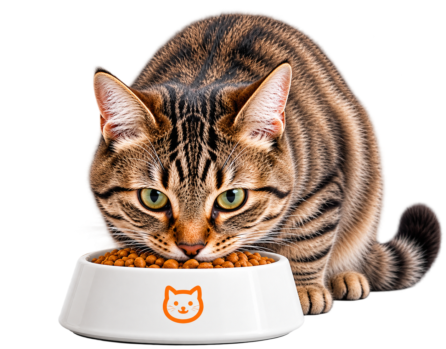 Gato comiendo alimento para calcular su ración diaria