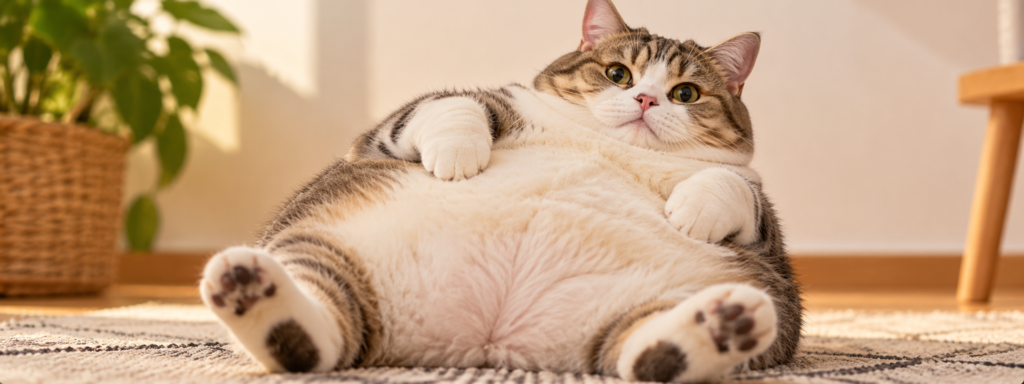Gato con sobrepeso para calculadora de peso ideal
